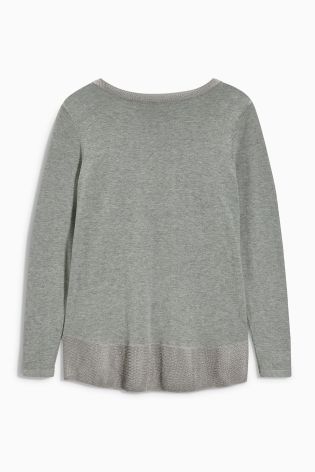 Woven Front Sweater